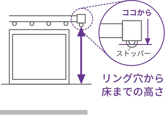 ココから ストッパー リング穴から床までの高さ